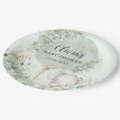 セージグリーンフローラゾウ赤ちゃんシャワー ペーパープレート (アングル)