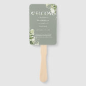 セージグリーンフローラタイポグラフィ結婚式 プログラム ハンドファン (正面)