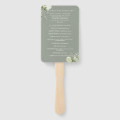 セージグリーンフローラタイポグラフィ結婚式 プログラム ハンドファン (裏面)