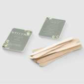 セージグリーンフローラタイポグラフィ結婚式 プログラム ハンドファン (組立なし)