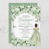 セージグリーンフローラティアラプリンセスドレスキンセアニェラ 招待状 (正面/裏面)