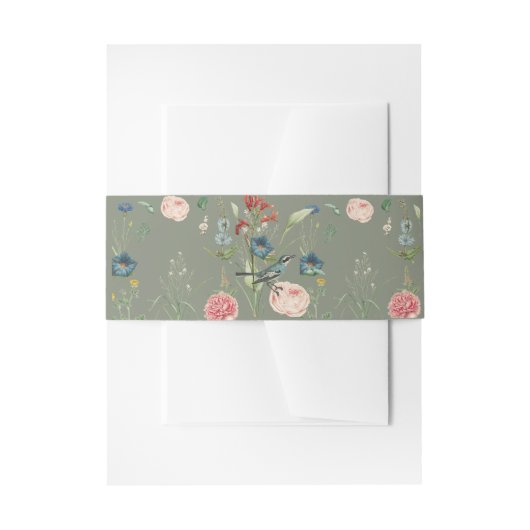 セージグリーンフローラデザイン庭園の結婚式 招待状ベリーバンド (正面例)