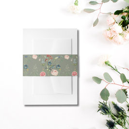 セージグリーンフローラデザイン庭園の結婚式 招待状ベリーバンド