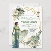 セージグリーンフローラハーフサリーインド式 招待状 (正面)