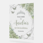 セージグリーンフローラバタフライキンセニェラXVへようこそ アクリルサイン (傾斜)