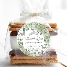 セージグリーンフローラバラシルバーティアラ蝶 ラウンドシール