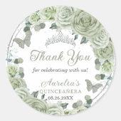 セージグリーンフローラバラシルバーティアラ蝶 ラウンドシール (正面)