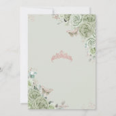 セージグリーンフローラバラ金ゴールドキンセアニラ誕生日 招待状 (裏面)