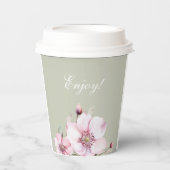 セージグリーンフローラピンクローゼベビーシャワー 紙コップ