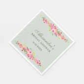 セージグリーンフローラピンク牡丹ブライダルシャワー スタンダードランチョンナプキン (角)