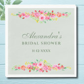 セージグリーンフローラピンク牡丹ブライダルシャワー スタンダードランチョンナプキン