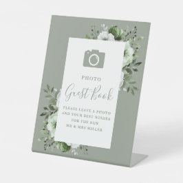 セージグリーンフローラフォトゲストブック結婚ズ 台座サイン