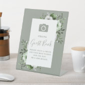 セージグリーンフローラフォトゲストブック結婚ズ 台座サイン (インサイチュ)