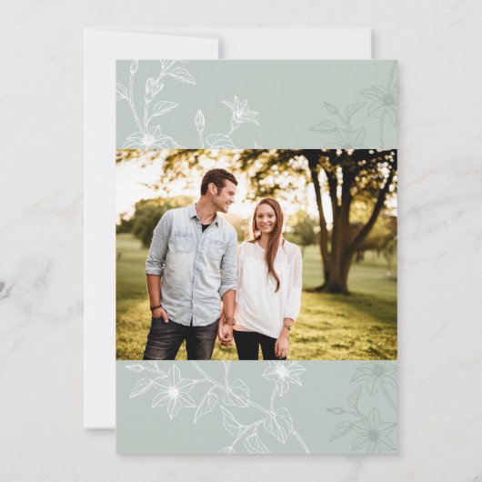 セージグリーンフローラフォト結婚式招待状カード 招待状 (裏面)