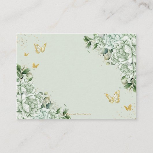 セージグリーンフローラフラワーズバタフライキンセアニラ エンクロージャーカード (裏面)