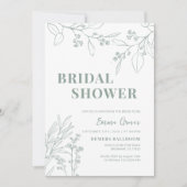 セージグリーンフローラブライダルシャワー招待 招待状 (正面)