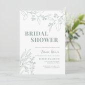 セージグリーンフローラブライダルシャワー招待 招待状 (スタンド正面)