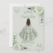 セージグリーンフローラブラウンガールシルバーキンセアニラ 招待状 (裏面)