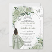 セージグリーンフローラブラウンガールシルバーキンセアニラ 招待状 (正面)