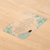 セージグリーンフローラブラウンガールシルバー15キンセアニラ アクリル招待状 (レイダウン)