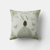 セージグリーンフローラブラウンガールシルバー15キンセアニラ クッション (裏面)