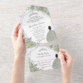 セージグリーンフローラブラウンガール15シルバーキンセアニェラ オールインワン招待状 (貼ってはがせる)