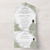 セージグリーンフローラブラウンガール15シルバーキンセアニェラ オールインワン招待状 (内側)