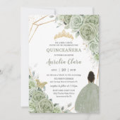 セージグリーンフローラブラウンプリンセスキンセアニラQR 招待状 (正面)