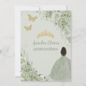 セージグリーンフローラブラウンプリンセス金ゴールドキンセアニラ 招待状 (裏面)