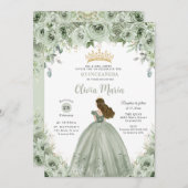 セージグリーンフローラブルネットプリンセスキンセアニラ 招待状 (正面/裏面)