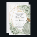 セージグリーンフローラブロンドプリンセスキンセアニラ金ゴールド 招待状<br><div class="desc">パーソナライズエレガントこのセージ緑のフローラキンセアニラ/甘い16誕生日の招待を簡単かつ迅速に。単クリックにはカスタマイズ、さらにボタンをクリックして文字の編集、フォントとフォントの色の変更。柔らかい水の色のセージ緑の花を特徴とし、美しいセージ緑のボールガウンと金ゴールド王女の冠を着た女の子。キンセアニェラ、sweet sixteen、18歳の誕生日、デバタンボールや多くの大事な行事に最適！ストアで使用可能な一致アイテム。ハサマーセット素晴らし書類</div>