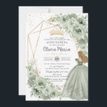 セージグリーンフローラブロンドプリンセスキンセアニラ金ゴールド 招待状<br><div class="desc">パーソナライズエレガントこのセージ緑のフローラキンセアニラ/甘い16誕生日の招待を簡単かつ迅速に。単クリックにはカスタマイズ、さらにボタンをクリックして文字の編集、フォントとフォントの色の変更。柔らかい水の色のセージ緑の花を特徴とし、美しいセージ緑のボールガウンと金ゴールド王女の冠を着た女の子。キンセアニェラ、sweet sixteen、18歳の誕生日、デバタンボールや多くの大事な行事に最適！ストアで使用可能な一致アイテム。ハサマーセット素晴らし書類</div>