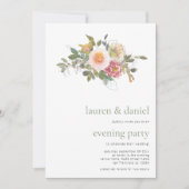 セージグリーンフローラブーケ結婚QRの夕べパーティー 招待状 (正面)