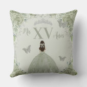 セージグリーンフローラプリンセスシルバー15キンセアニラ クッション (裏面)