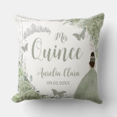 セージグリーンフローラプリンセスシルバー15キンセアニラ クッション (正面)