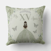 セージグリーンフローラプリンセスシルバー15キンセアニラ クッション (裏面)