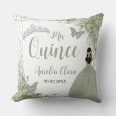 セージグリーンフローラプリンセスシルバー15キンセアニラ クッション (正面)