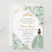 セージグリーンフローラプリンセスドレス金ゴールドキンセアニラ 招待状 (正面)