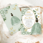 セージグリーンフローラプリンセスドレス金ゴールドキンセアニラ 招待状