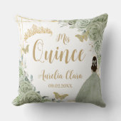 セージグリーンフローラプリンセス金ゴールドキンセアニラ クッション (正面)