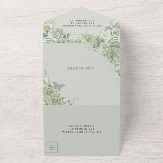 セージグリーンフローラプリンセス15シルバーキンセアニェラ オールインワン招待状 (外側)