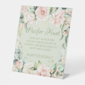 セージグリーンフローラベビーシャワーおしゃぶり狩りゲーム 台座サイン (正面)