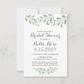 セージグリーンフローラミニマルブライダルシャワー招待状 招待状 (正面)