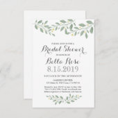 セージグリーンフローラミニマルブライダルシャワー招待状 招待状 (正面/裏面)