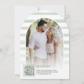 セージグリーンフローラムーンアーチネイビーブライダルシャワー 招待状 (裏面)