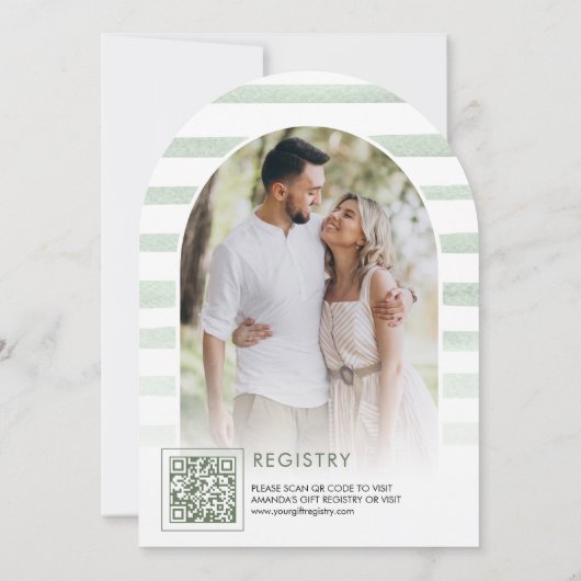 セージグリーンフローラムーンアーチネイビーブライダルシャワー 招待状 (裏面)