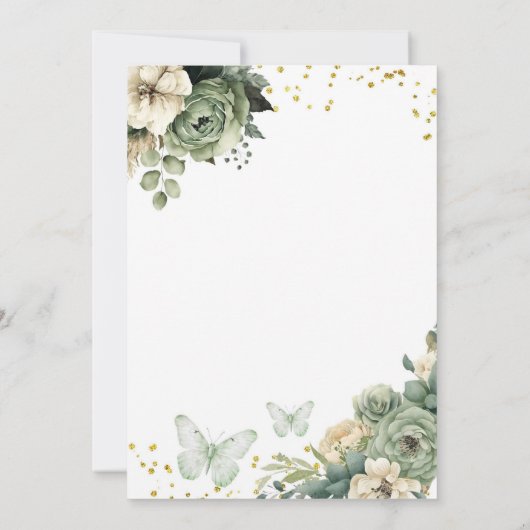 セージグリーンフローラメキシコプリンセスキンセアニェラ 招待状 (裏面)