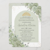 セージグリーンフローラモダンアーチ金ゴールドキンセアニェラ 招待状 (正面/裏面)