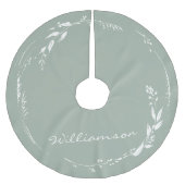 セージグリーンフローラリースモノグラムパーソナライズされた ブラッシュドポリエステルツリースカート (正面)