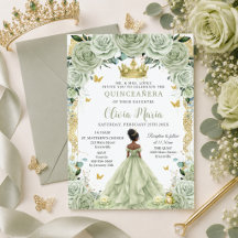 セージグリーンフローラルプリンセスとカエルQuinceañera